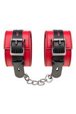 Красно-черные оковы на ноги из кожи