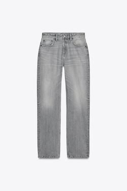 ZARA ДЖИНСЫ TRF ПРЯМОГО КРОЯ СО СРЕДНЕЙ ПОСАДКОЙ, СВЕТЛО-СЕРЫЙ