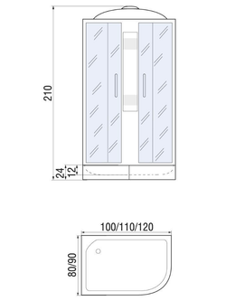 Душевая кабина RIVER NARA 120/90/24  МТ L 120x90x210 10000003641 Правая или левая  Ассимметрия