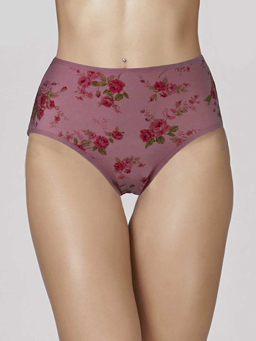 Высокие трусики Charming с розочками (Размер: XXXL) (Цвет: сиреневый)