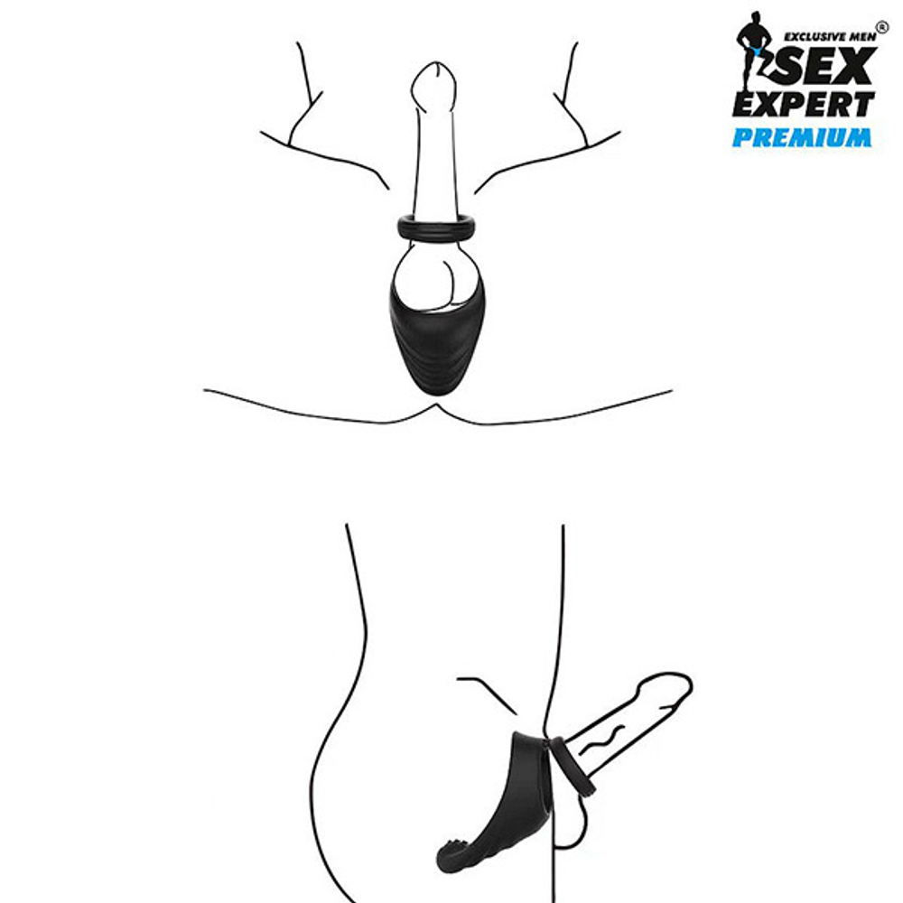 Двойное эрекционное кольцо 4,5 и 3см со стимулятором промежности Bior Toys Sex Expert SEM-55215