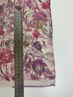 Шифон принт, silk, листья, ветки фиолет/фуксия на кремовом RH D9C2