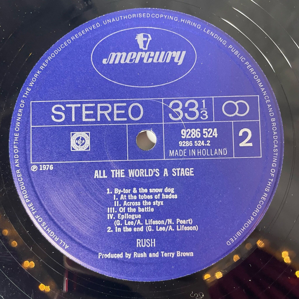Винтажная виниловая пластинка LP Rush All The World A Stage (Holland 1976)
