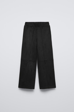 ZARA БРЮКИ-КЮЛОТЫ ИЗ ИСКУССТВЕННОЙ ЗАМШИ, ЧЕРНЫЙ