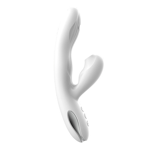 Белый вибратор-кролик 21,5см с вакуумной стимуляцией, функцией постукивания и нагревом BeYourLover Eria Tapping S106B