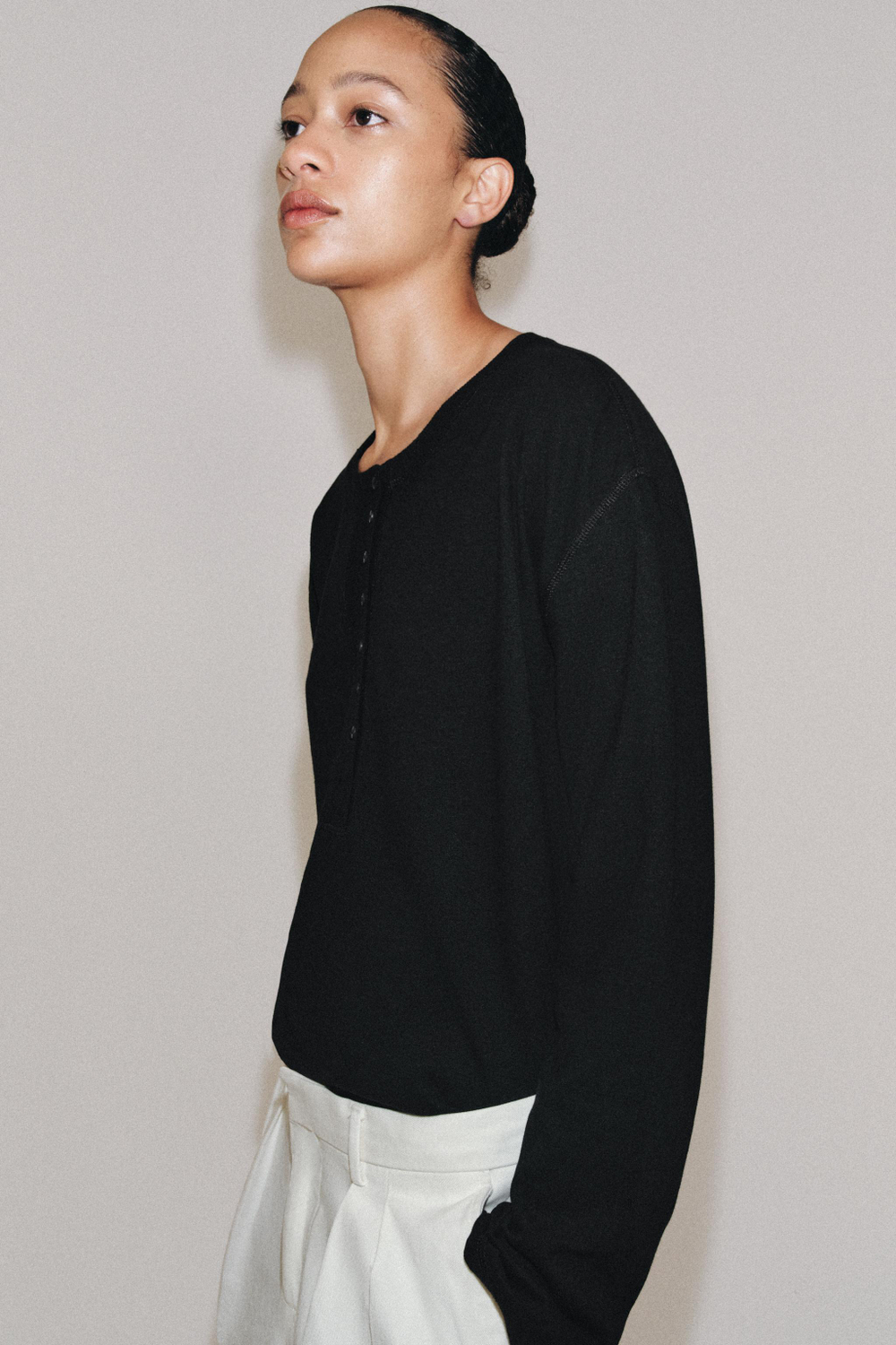 ZARA ЛОНГСЛИВ С ЛЬНЯНОЙ СМЕСЬЮ, ЧЕРНЫЙ