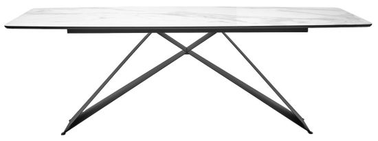Стол МАРСЕЛЬ 220 Белый мрамор, стекло / Черный