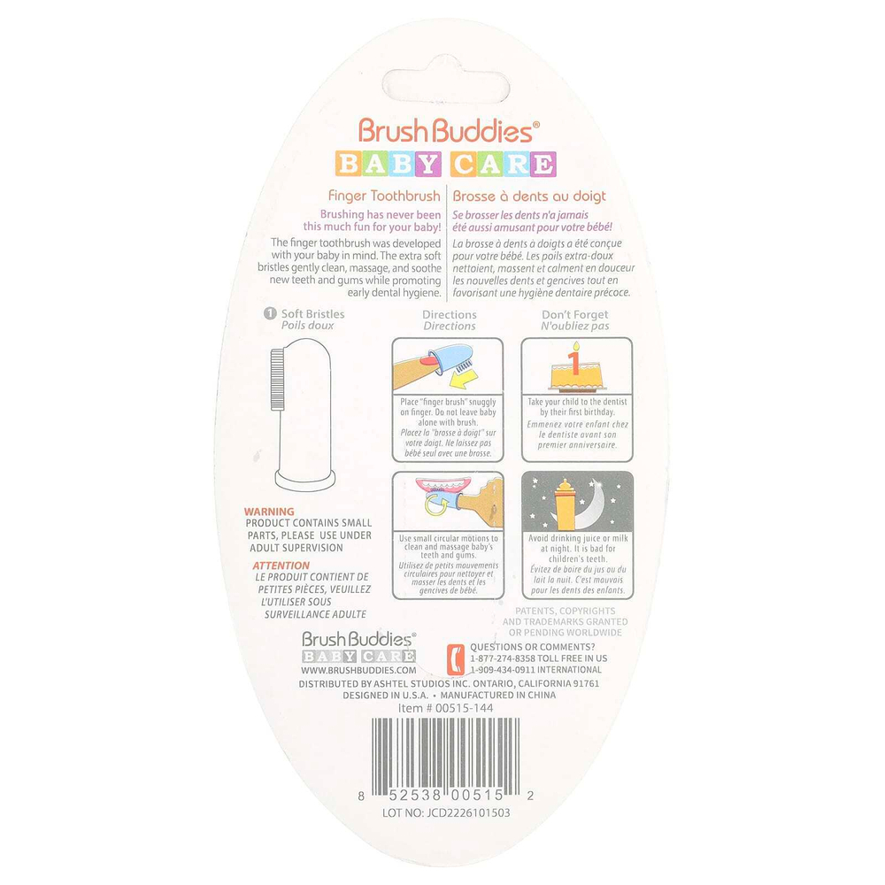 Brush Buddies, уход за ребенком, зубная щетка на пальце, для детей 0–3 лет, 1 шт.