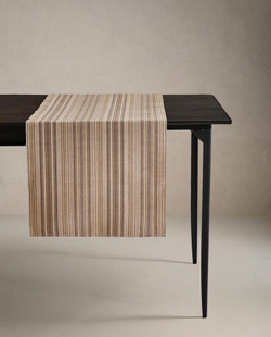 ZARA HOME СКАТЕРТЬ-ДОРОЖКА НА СТОЛ В ПОЛОСКУ, СЕРЫЙ/БЕЖЕВЫЙ