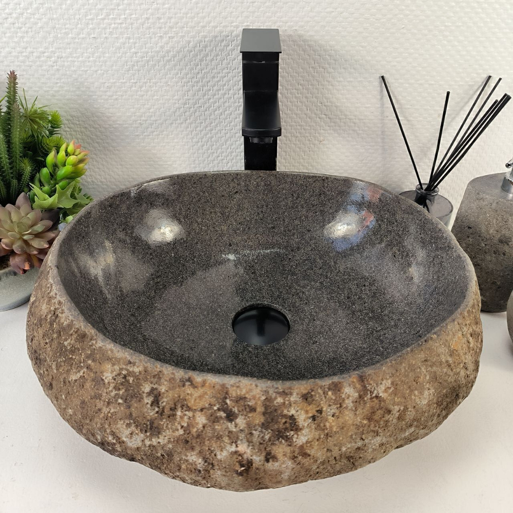 Каменная раковина из речного камня RS-05416 (42*38*15) 0861 из натурального камня