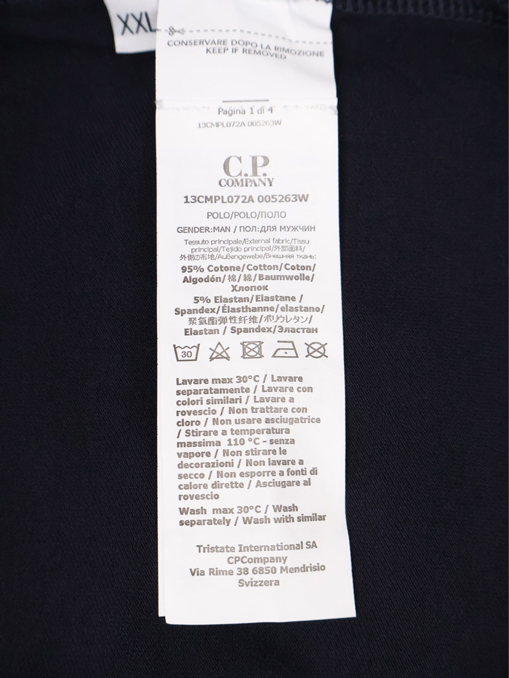 Поло C.P. Company Stretch Piquet Slim Navy