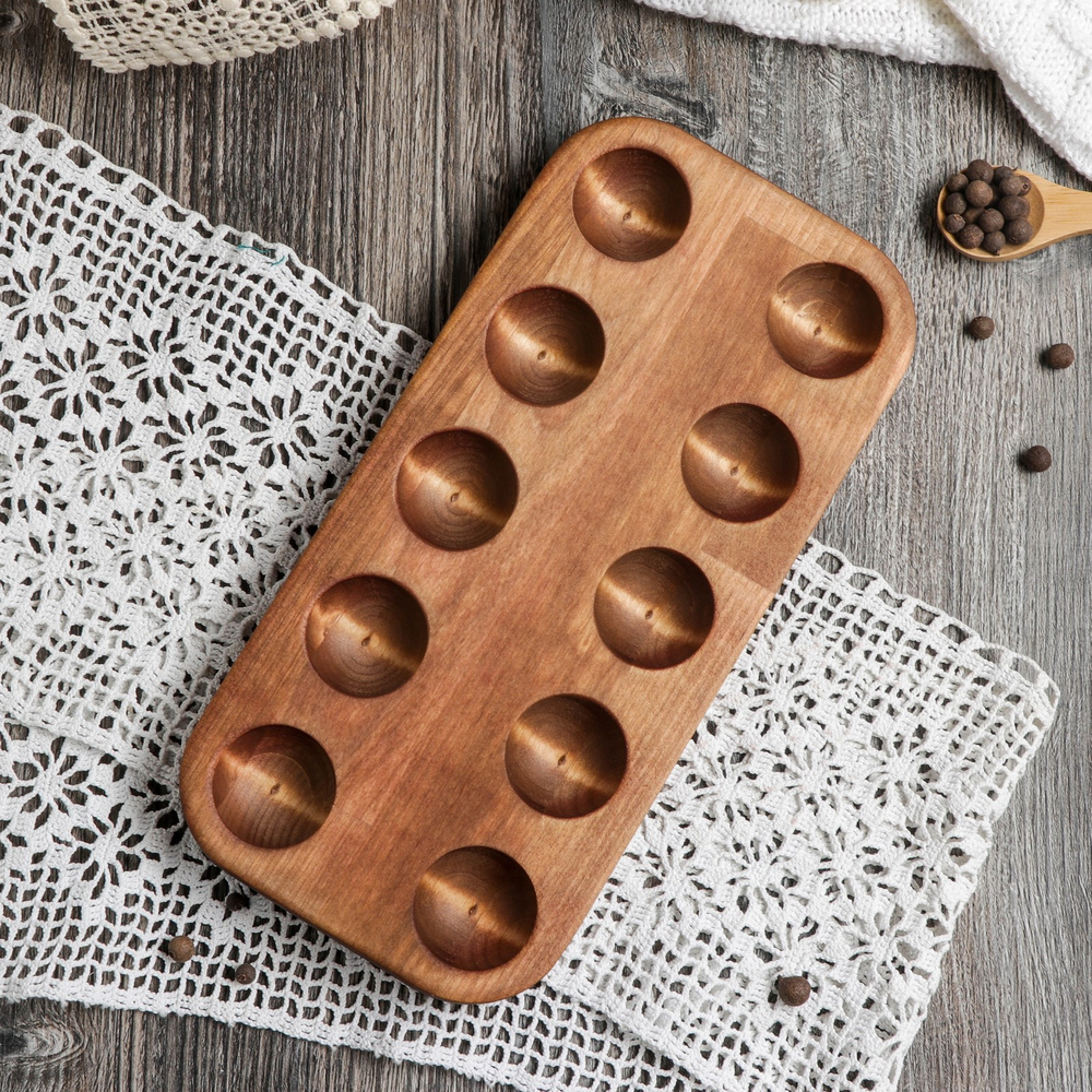 Подставка для яиц деревянная Adelica, 10 отделений, 12×25×1.8 см, массив берёзы