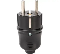 Вилка разборная прямая с заземляющими контактами 16А ВПп10-02-Ст, EVP10-16-01-K02, IEK чёрная - 1 шт