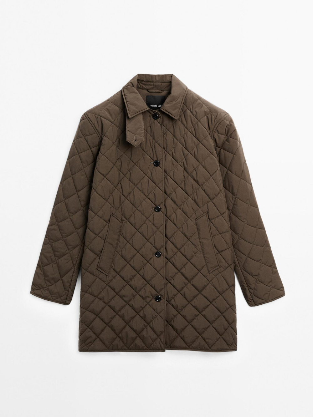 Massimo Dutti Удлиненная легкая стеганая куртка, хаки