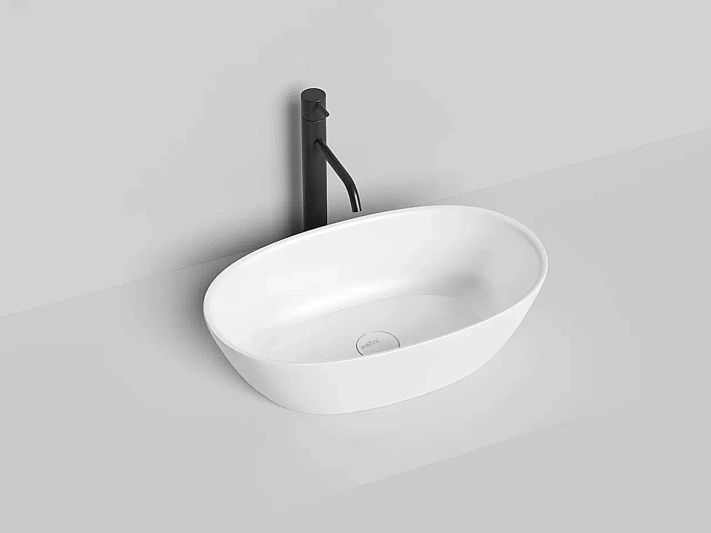 Раковина накладная Salini Sofia 1101106G 56 из искусственного камня S-Sense, белая глянцевая