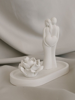 Пара с сердцем и аромакамень Пион на подставке