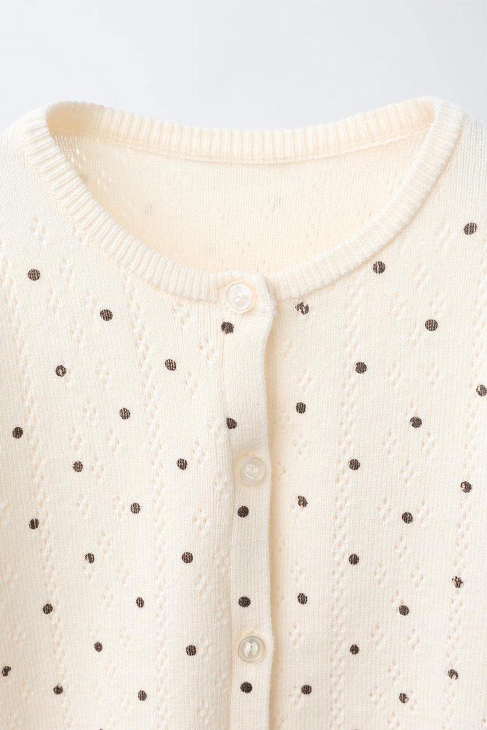 ZARA КАРДИГАН В ГОРОШЕК, ЭКРЮ
