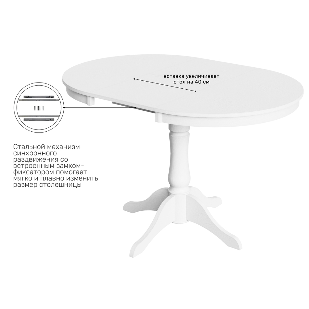 Стол деревянный PRODUS 1, цвет белый матовый