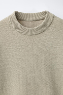 ZARA ОДНОТОННЫЙ СВИТЕР, СВЕТЛЫЙ ХАКИ