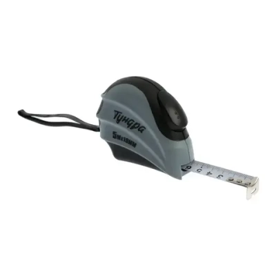 Рулетка Тундра, двухкомпонентный корпус, автостоп, 5 м х 19 мм