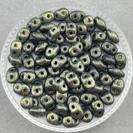 Бусины SuperDuo 2,5x5 мм, цвет Оливин, хамелеон (Polychrome Olivine)
