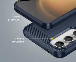 Мягкий чехол синего цвета в стиле карбон для Samsung Galaxy S23 FE, серия Carbon от Caseport