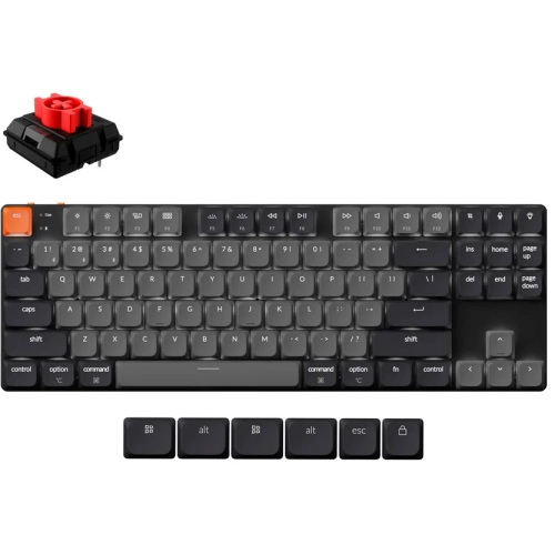 Беспроводная механическая ультратонкая клавиатура QMK Keychron K1 версия 6, 87 клавиш, White Led подсветка, Keychron Low Profile Red Switch (K1X-A1-RU)