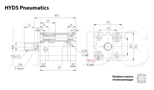 ADN-63-130-A-P-A Пневмоцилиндр