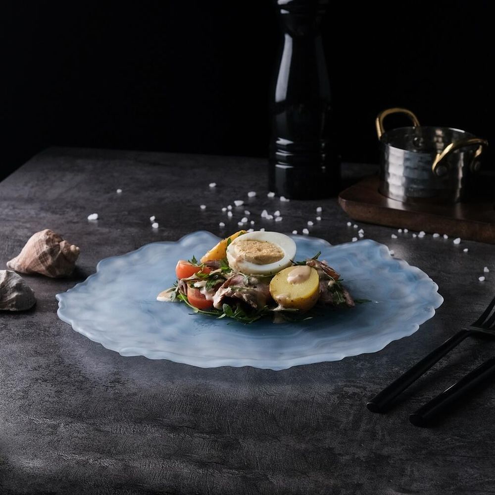 Тарелка d 24 см h2 см Blue Sunset матовое стекло P.L. Proff Cuisine [6]