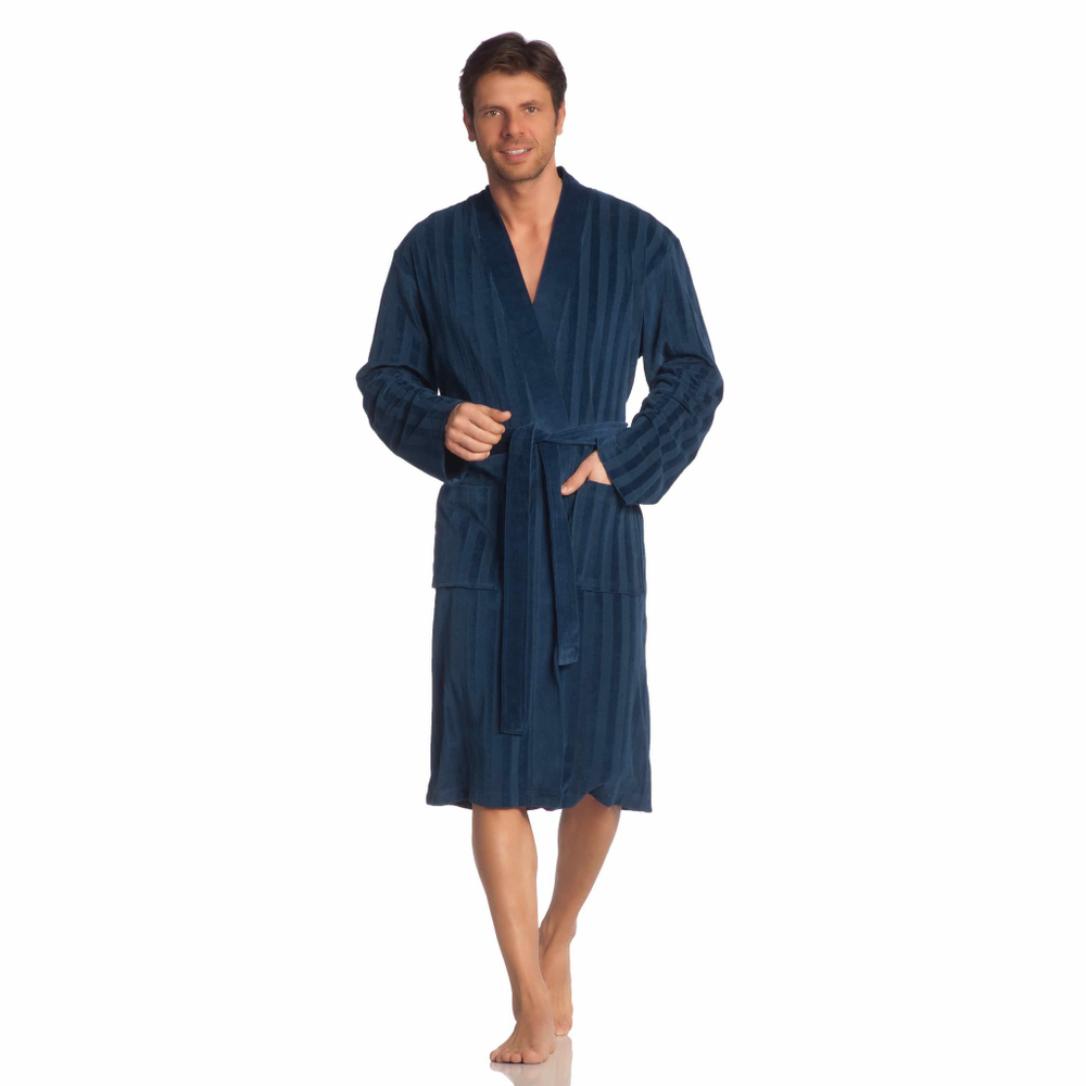Халат велюровый Vossen Lord темно синий