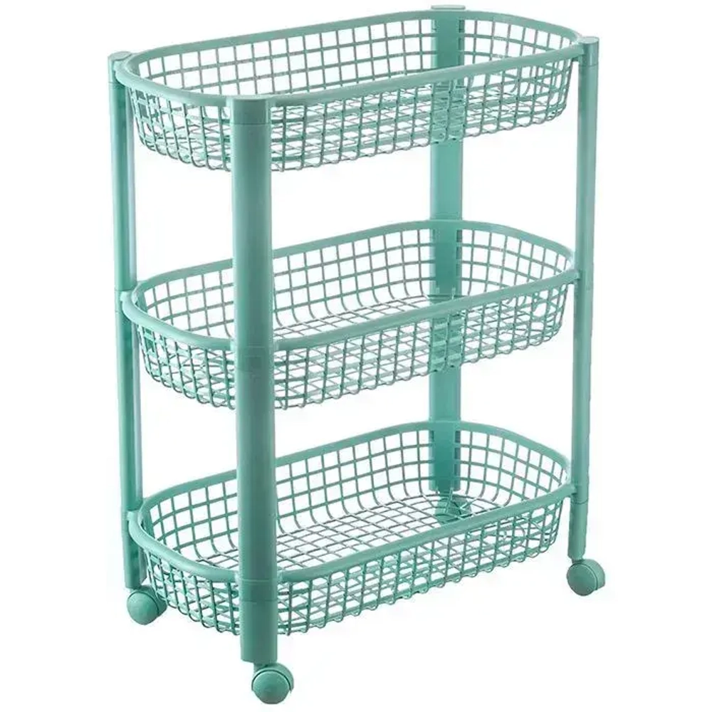Полка овощная на колесах (3 секции) Фисташковый 0,57,46х0,26м (комплект 4 шт)