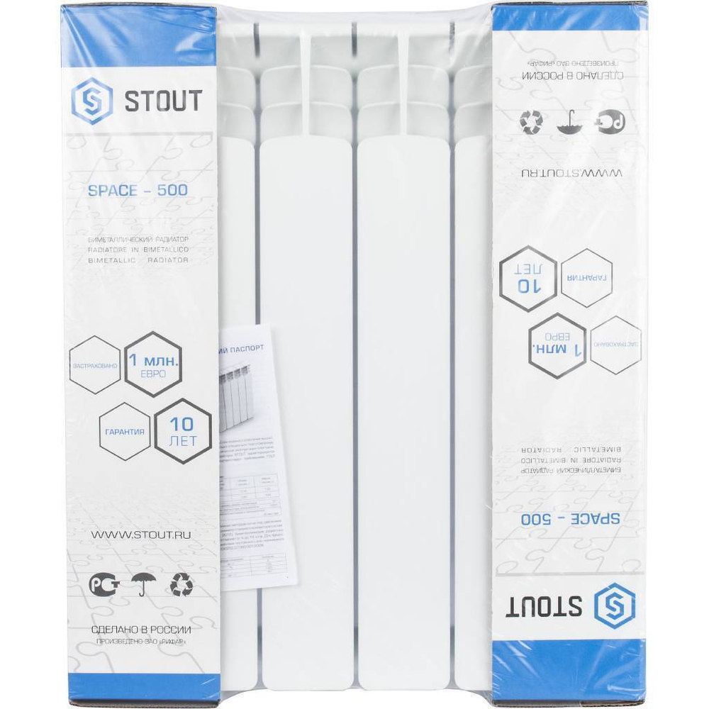 STOUT Space 500  6 секций радиатор биметаллический боковое подключение