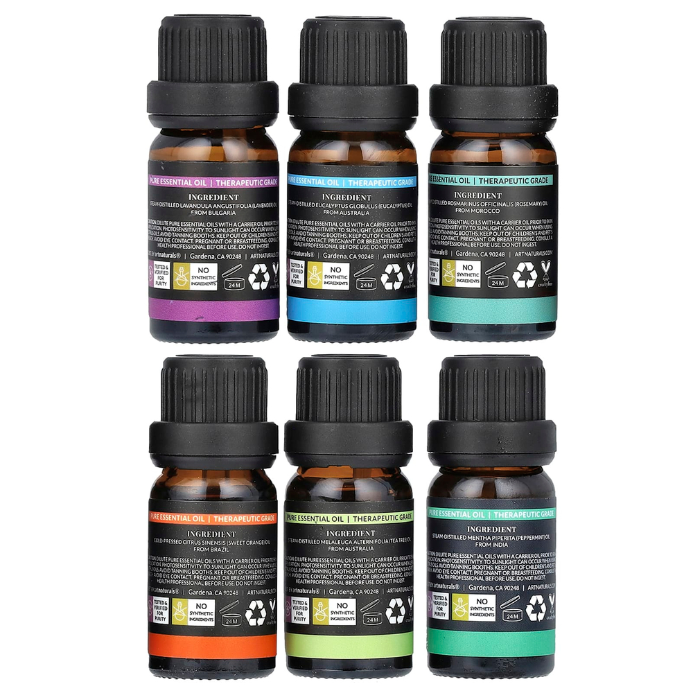 artnaturals, набор лучших 6 эфирных масел, набор из 6 предметов, по 10 мл (0,33 жидк. унции)