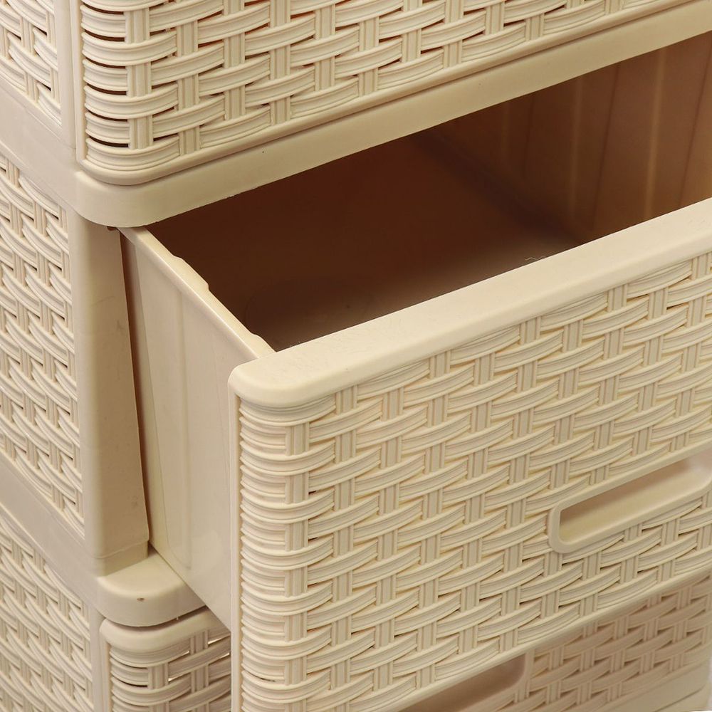 Комод 4 ящика, Дюна, 40х50х98 см, беж, плетеный, 04054, Dunya Plastik