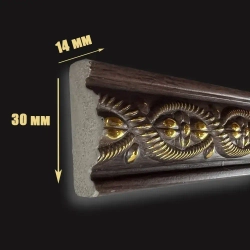 Багет интерьерный 2 шт. декоративный профиль 30*14*1200 Коричневый с золотом "Ватикан" (ПИ30В)