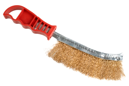 Щетка ручная с пластиковой ручкой по металлу латунная