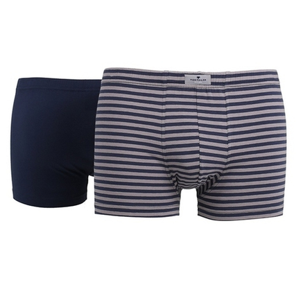 Мужские трусы боксеры набор из 2-х штук (темно-синие, синие в полоску) Tom Tailor 070250/5615 9730