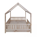 Кровать-домик Чайн 140х200 Чайн из сосны, с бортиками и основанием, в натуральной отделке