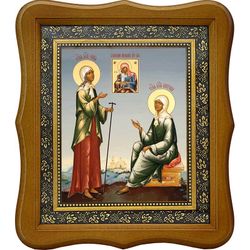 Ксения Петербургская и Матрона Московская. Икона на холсте.