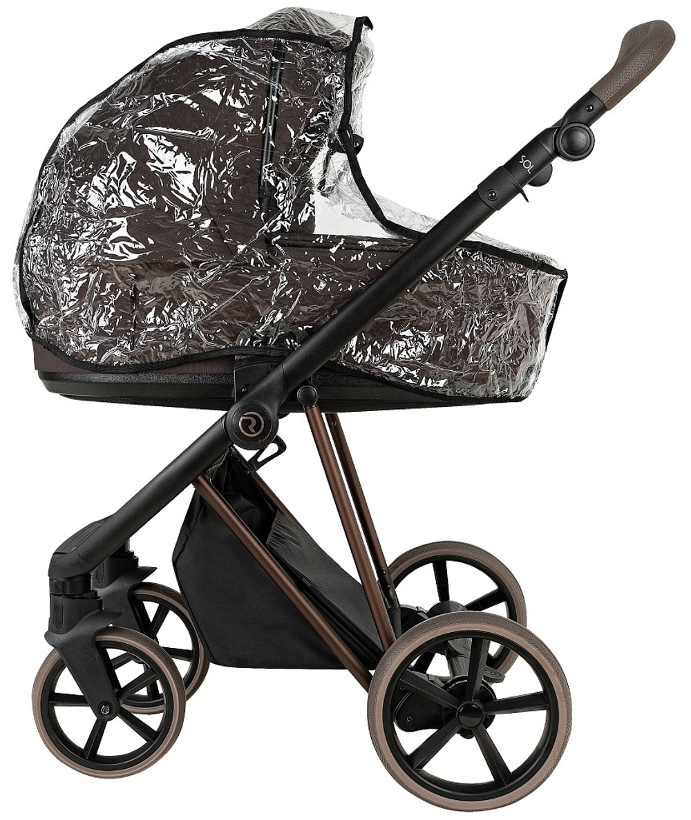 Детская коляска Roan Sol Vintage Luxury 2.0 3 в 1 с автокреслом Pituso Baesa Pro Black,Beige Canopy VIN 04/TC Turkish Coffe/Bronze/руч.Cappuccino