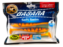 Виброхвост LUCKY JOHN Basara Soft Swim 3D, 5.0in (127 мм), цвет PG08, 4 шт.