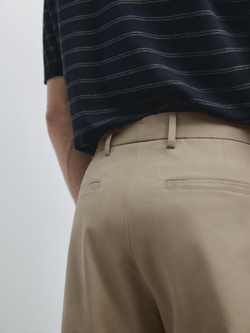 Massimo Dutti Зауженные брюки из смесовой хлопковой ткани, зеленый