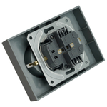 Розетка 2-местная с защитной шторкой, STEKKER, с/з, 250В, 16А, серия Эмили, RST16-5114-10, платиново-серый, soft touch 49960