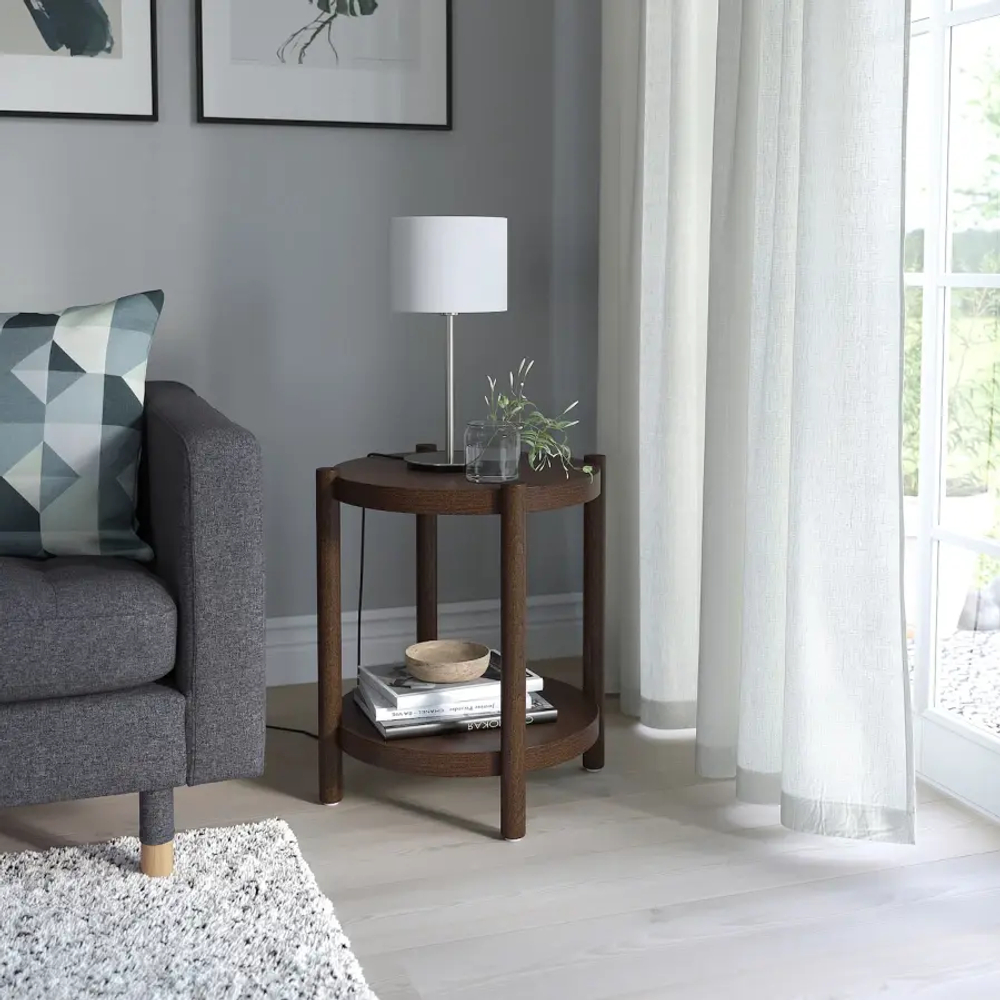 Придиванный столик - IKEA LISTERBY/ИКЕА ЛИСТЕРБИ, 50х50х56 см, темно-коричневый мореный дубовый шпон