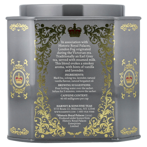 Harney & Sons, черный чай, викторианский лондонский туман, 30 пакетиков, 60 г (2,11 унции)