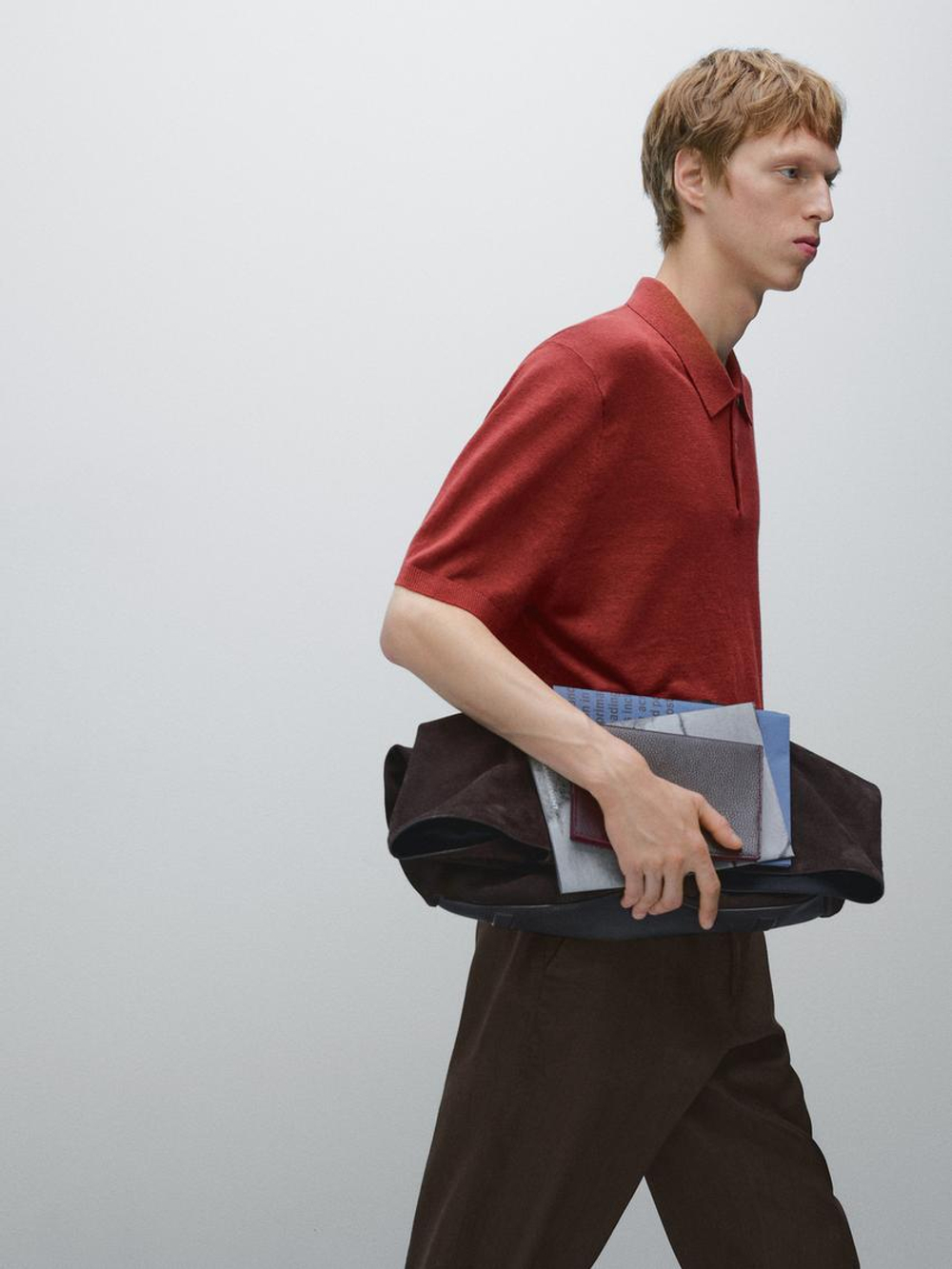 Massimo Dutti Поло из 100% льна, коралловый