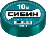 СИБИН 15 мм х 10 м, 5 000 В, зеленая, изолента ПВХ (1235-4)
