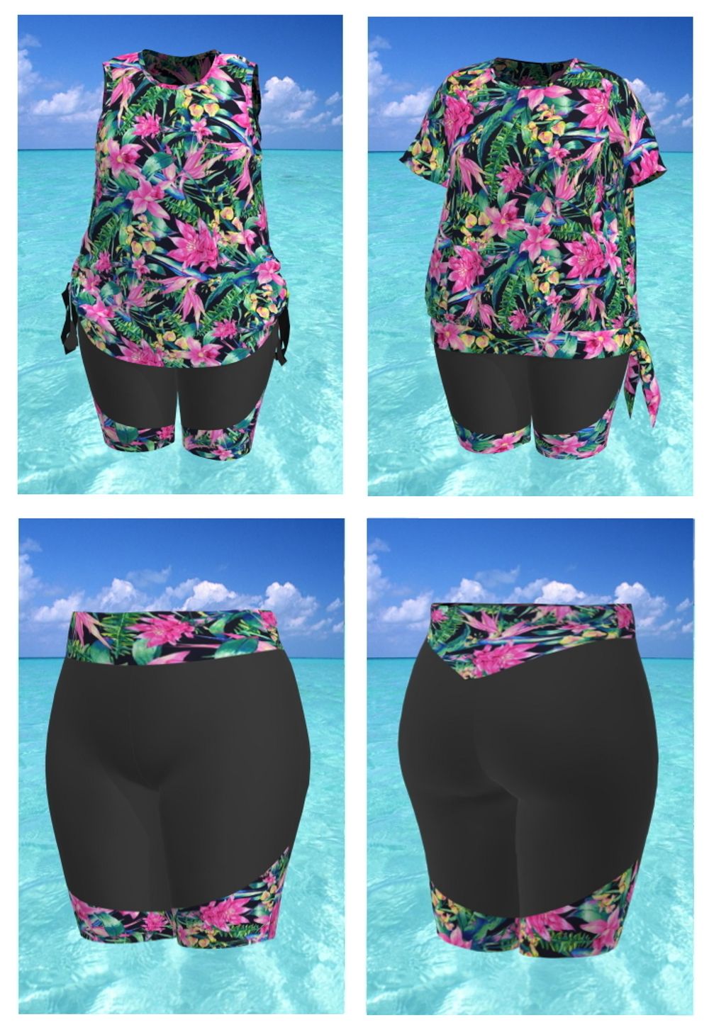 Шорты купальные 17177 тропические цветы