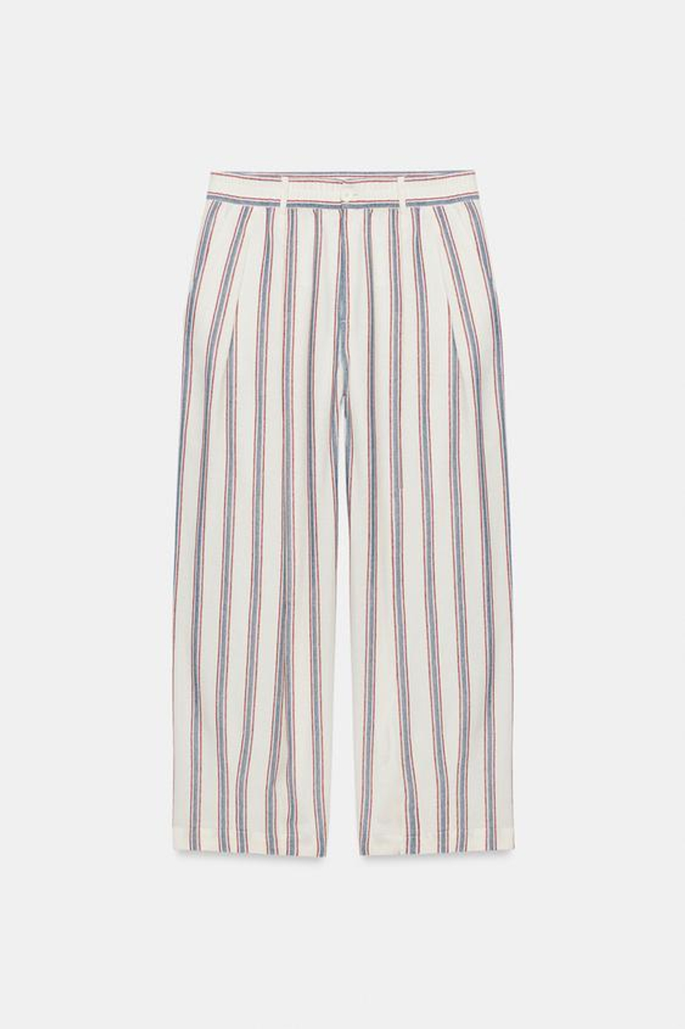 ZARA БРЮКИ BALLOON В ПОЛОСКУ — ZW COLLECTION, ЭКРЮ