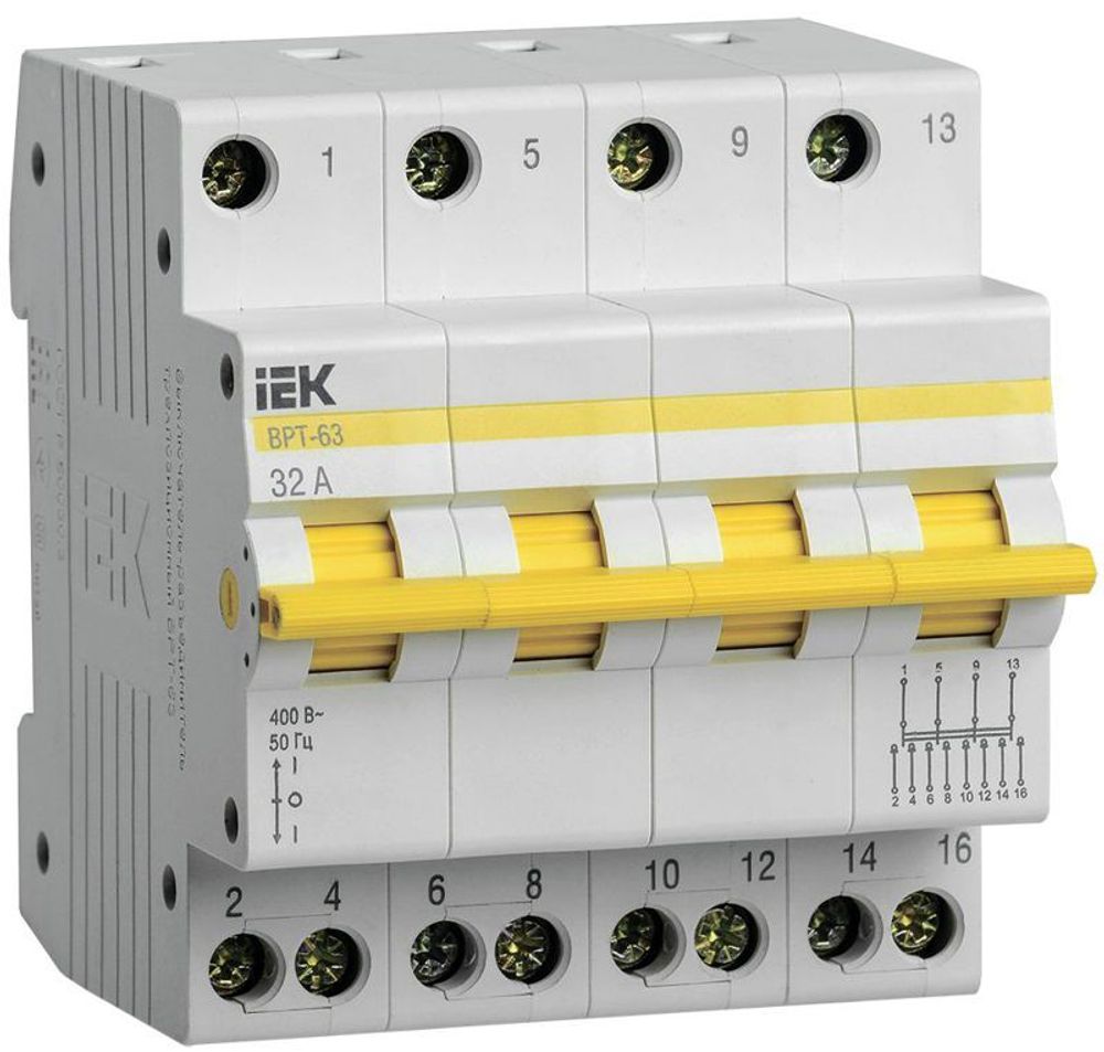 Выключатель-разъединитель трехпозиционный 4п ВРТ-63 32А KARAT IEK MPR10-4-032 Выключатель-разъединитель трехпозиционный 4п ВРТ-63 32А KARAT IEK MPR10-4-032
